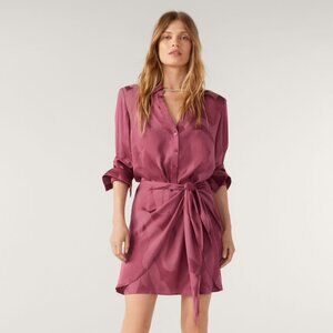 ba&sh BASH Mini Silk Shirt Dress (NWOT) Size 1 (Small)